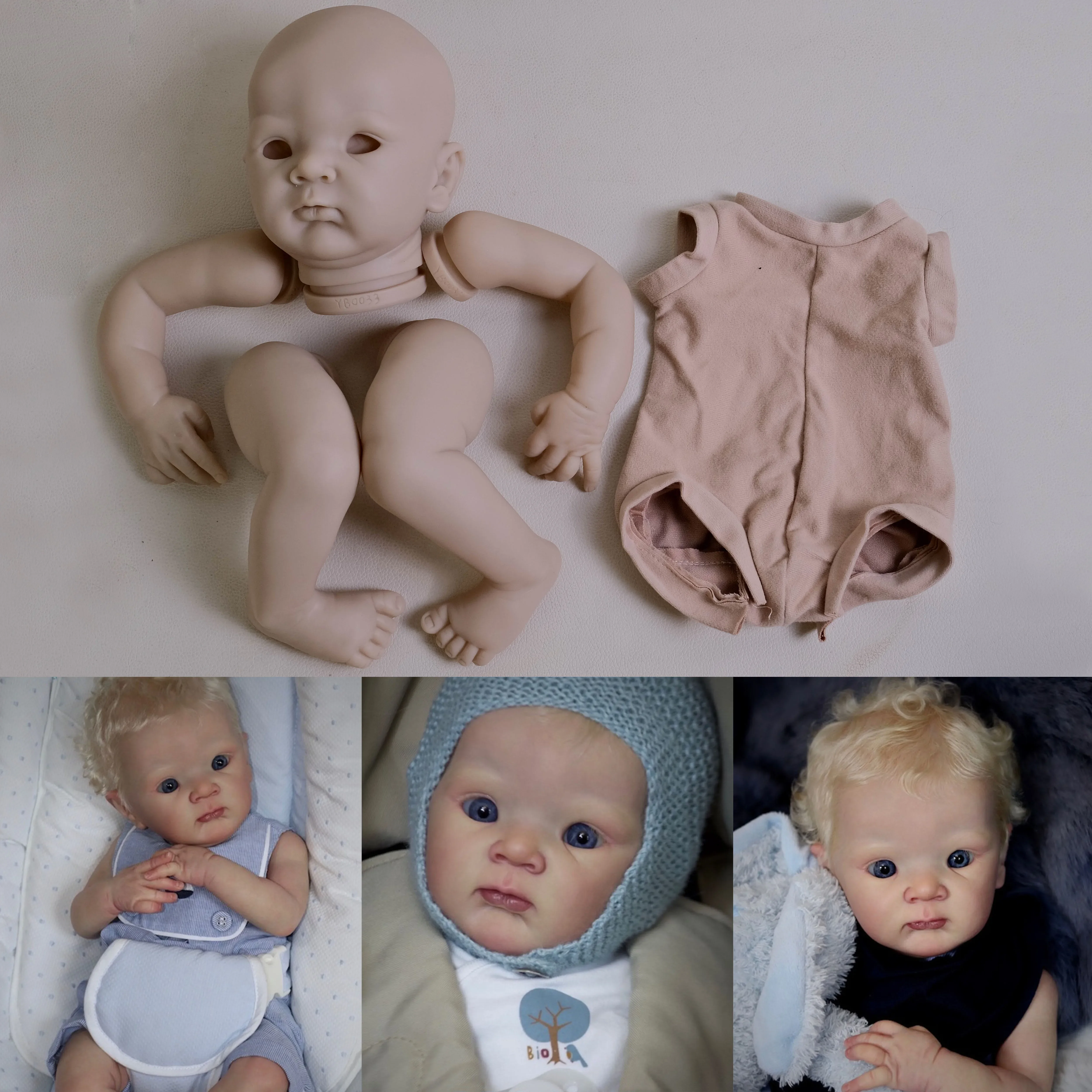 Zaza Awake Doll 19Inch Limited Edition Reborn Doll Kit Un painted Blank DIY Doll Parts Lifelike Soft Touch With Cloth Body