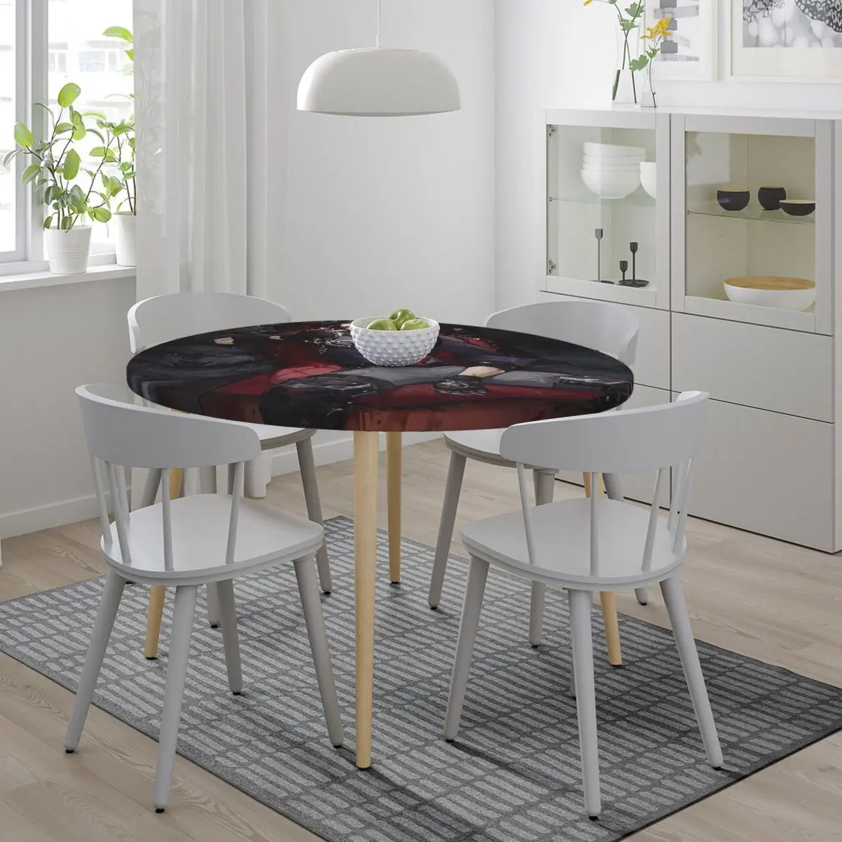 Genshin Impact Wriothesley Risley Waterproof Round Tablecloth Oilproof Table Cloth for Kitchen Events Dining Table Cover