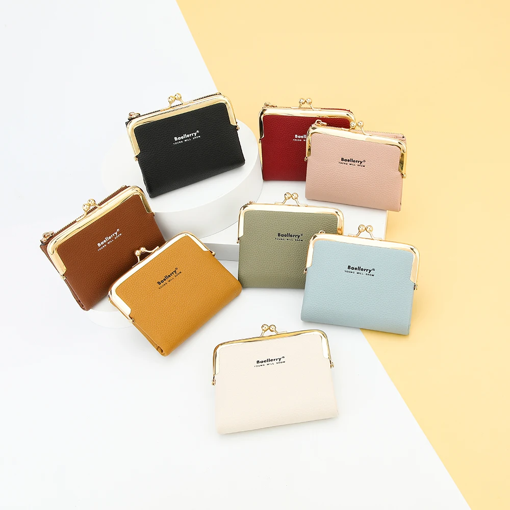 Women's Short Wallet Small Fashion Litchi Pattern Leather Ladies Money Clip Multi Card Holder Coin Purses Female Wallet 카드지갑