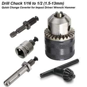 1.5-13mm Converter 1/2"-20UNF Chuck Thread Quick Change Adapter SDS 1/4" Hex Impact Driver Wrench Bit Connecting Rod
