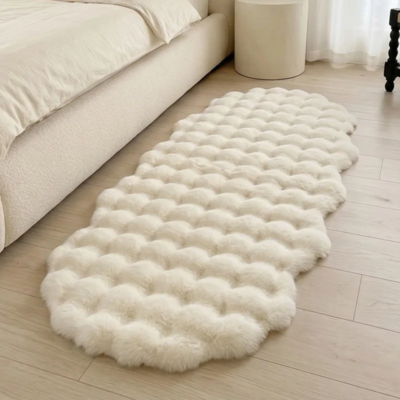 Super Soft Faux Rabbit Hair Bedside Carpet Solid Bedroom Bubble Plush Floor Mat Bay Window Living Room Coffee Table Sofa Cushion
