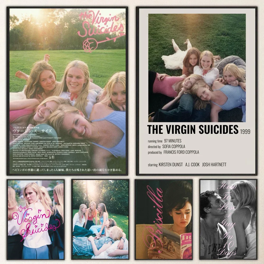 Póster de película de Sofía Coppola The Virgin Suicides, arte autoadhesivo, pegatina de papel impermeable, decoración de pared, 1 ud.