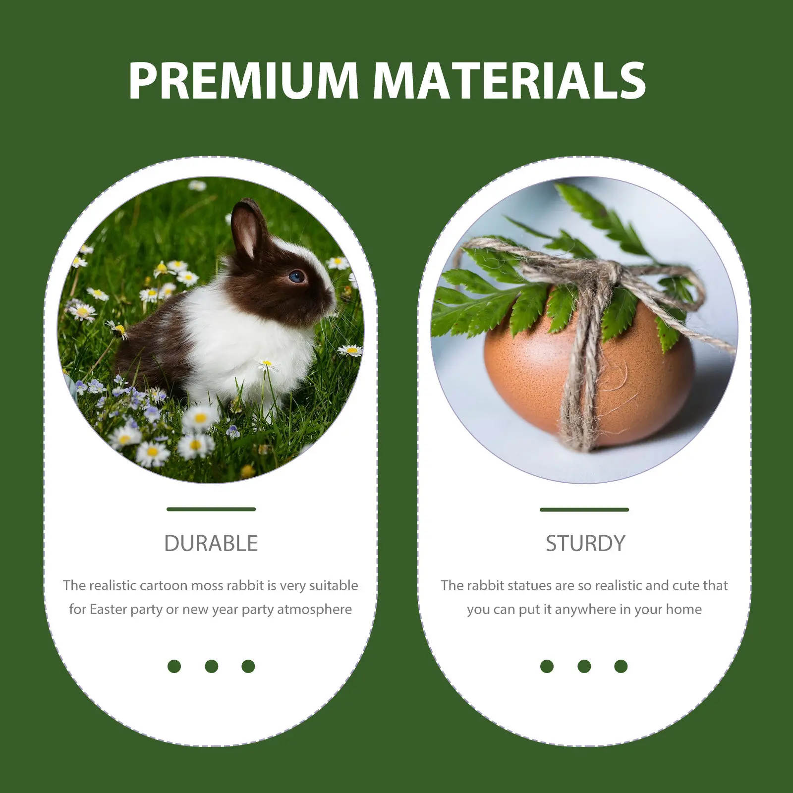 

Набор из 3 искусственных кроликов с мхом, маленькие пасхальные кролики для сада, флокированные зайчики, поделки, микроландшафт, украшение для патио и газона
