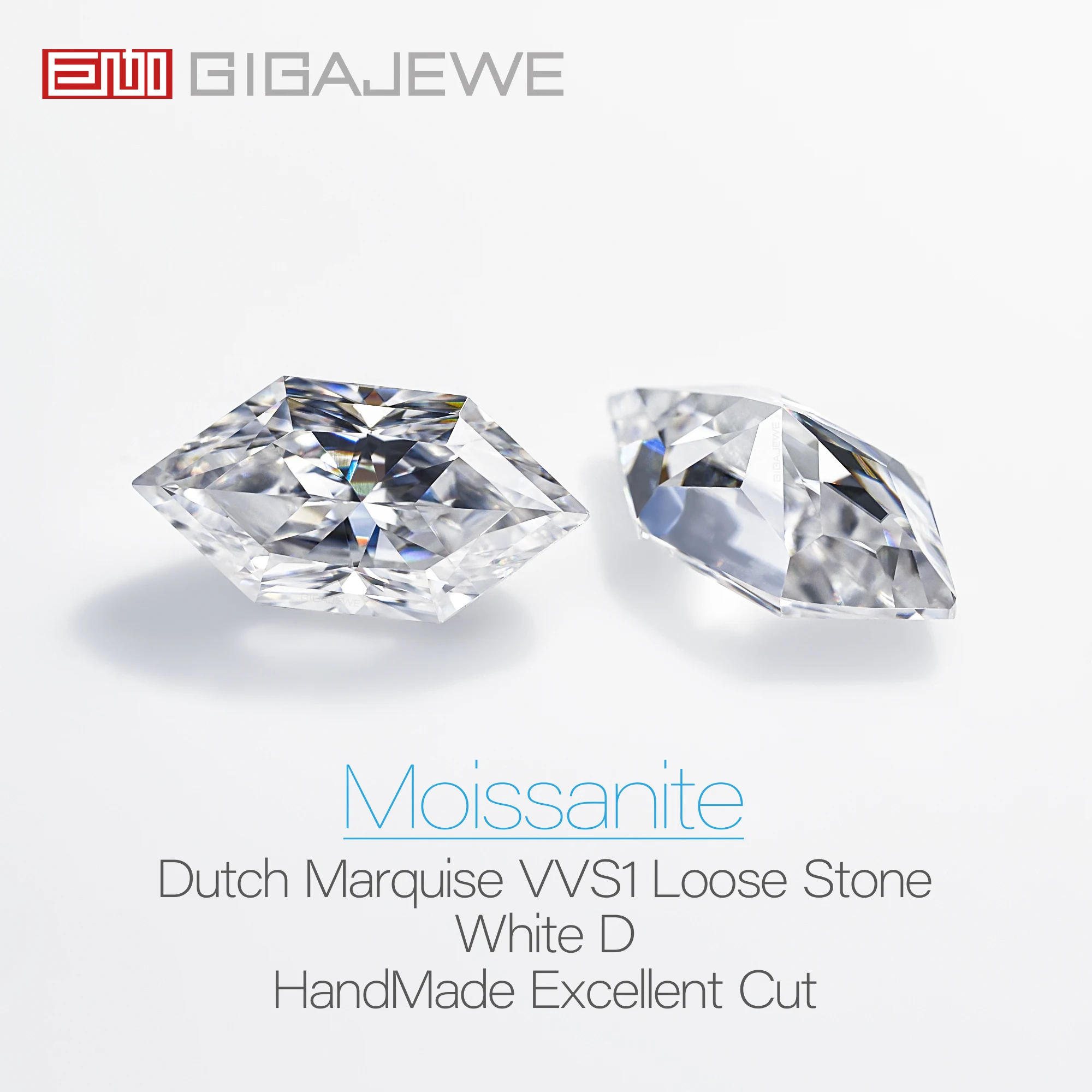 GIGAJEWE coupe à la main néerlandais Marquise blanc D VVS1 Moissanite Premium gemmes diamant en vrac Test réussi pierre précieuse pour la fabrication de bijoux
