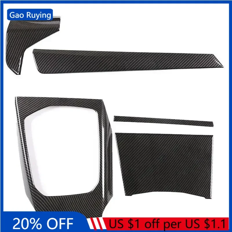 For BMW 3 Series 4 Series G20 G21 G22 2020-2025 ABS Carbon Fiber Car Gear Panel Cover Interior Kit Trim Stickers Car Accessories