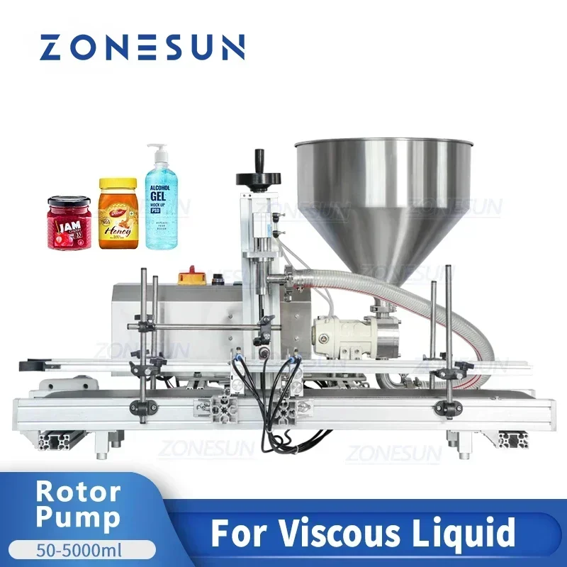 

ZONESUN ZS-DTGT900 Desktop Automatic Rotor Pump Paste Filling Machine For Cosmetic Cream Gel Hand Sanitizer Palm Oil Honey