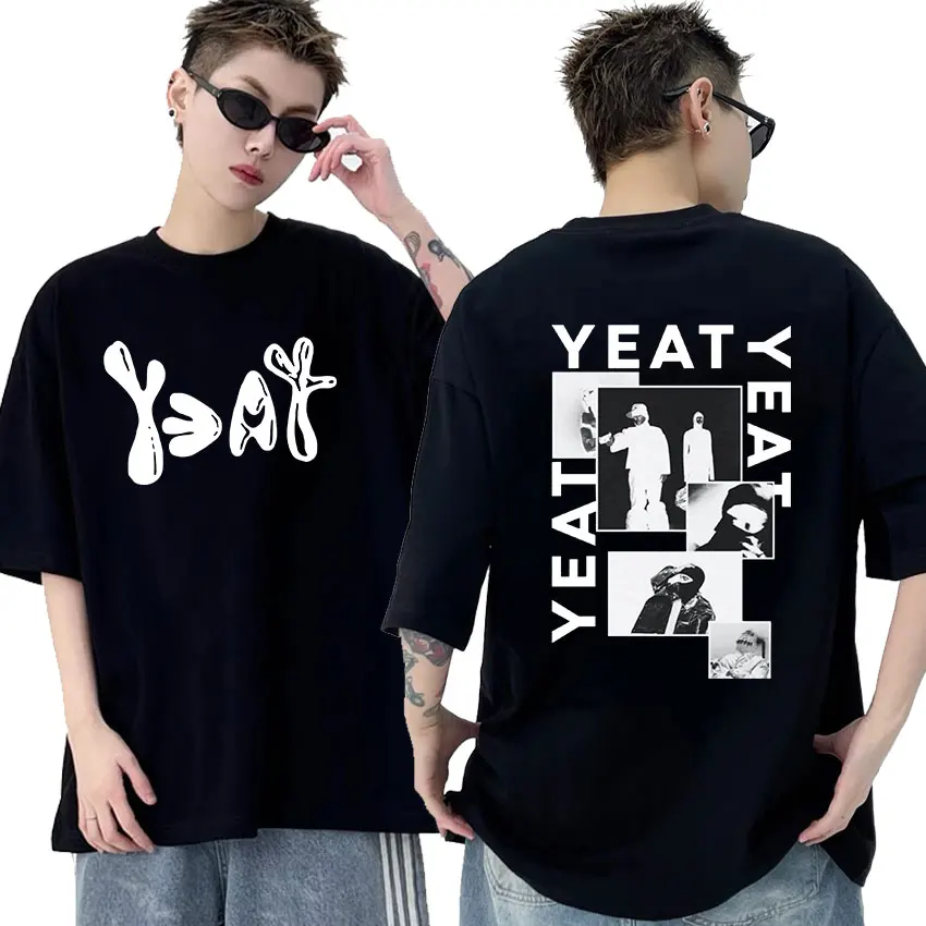 Rapper Yeat Lyfestyle Vintage Graphic T Shirts Men's Hip Hop Fashion Short Sleeve T-shirt 100% Cotton Oversized Tees Streetwear