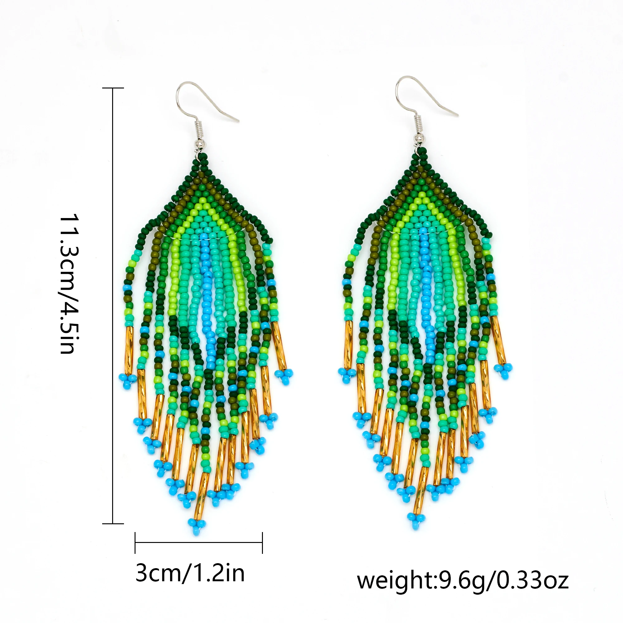 Bohemian style, hand-beaded tassel earrings