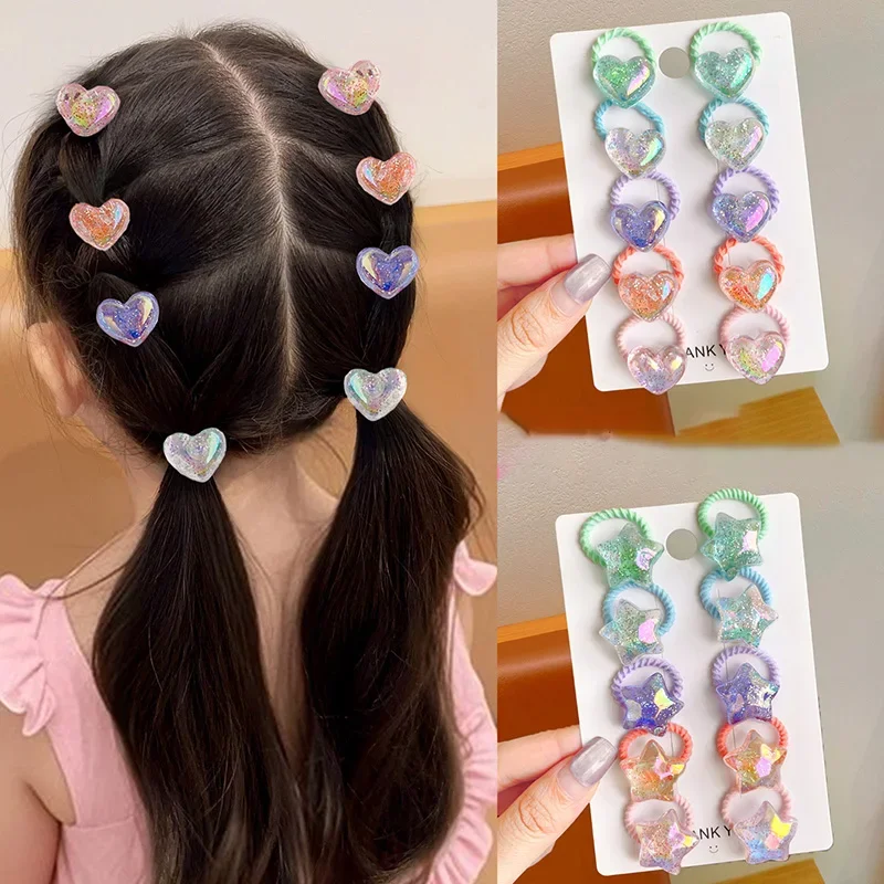 10 Stück Cartoon Niedliche Schmetterling Elastische Haarbänder für Mädchen Kinder-Haaraccessoires Elastische Haarbänder für Kinder – Detail 1