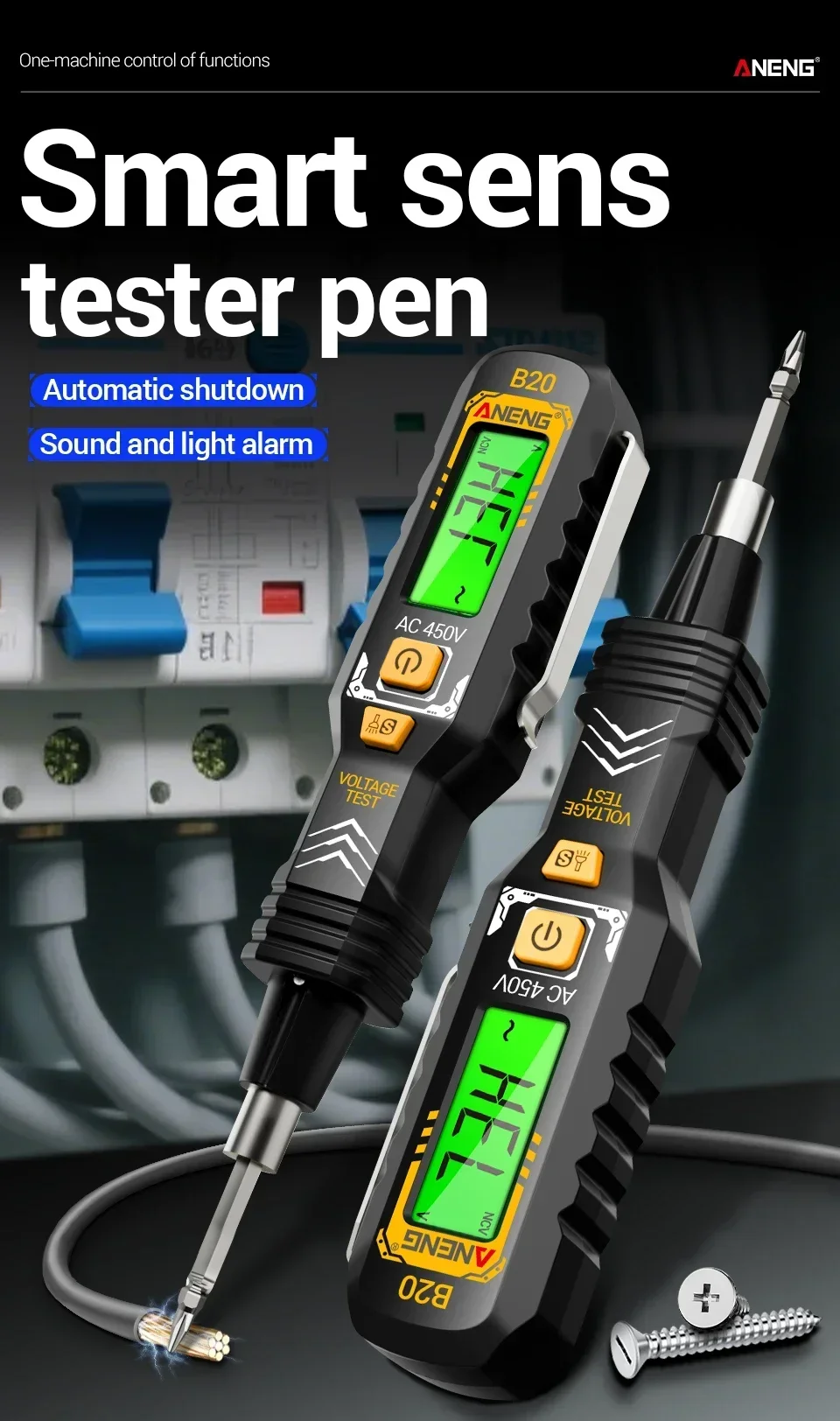 ANENG B20 Hochpräziser Induktionsprüfer 30~1000V mit Ton- und Lichtalarm, Farbdisplay-Hintergrundbeleuchtung, Steckdosen-Prüfgerät für Stromkreise – Detail 2
