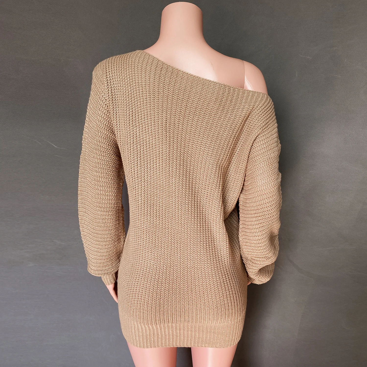 Cryptographic Casual Knitted Mini Dress Women Autumn Winter Sweaters Balloon Long Sleeve Knitwear Women\'s Dresses Loose Jersey