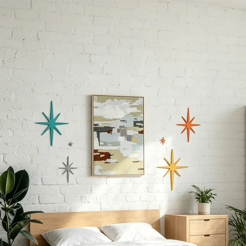 Star Pattern Metal Wall Decor for Outdoor and Indoor Settings Including Backyard Fence Porch Wall and Entryway