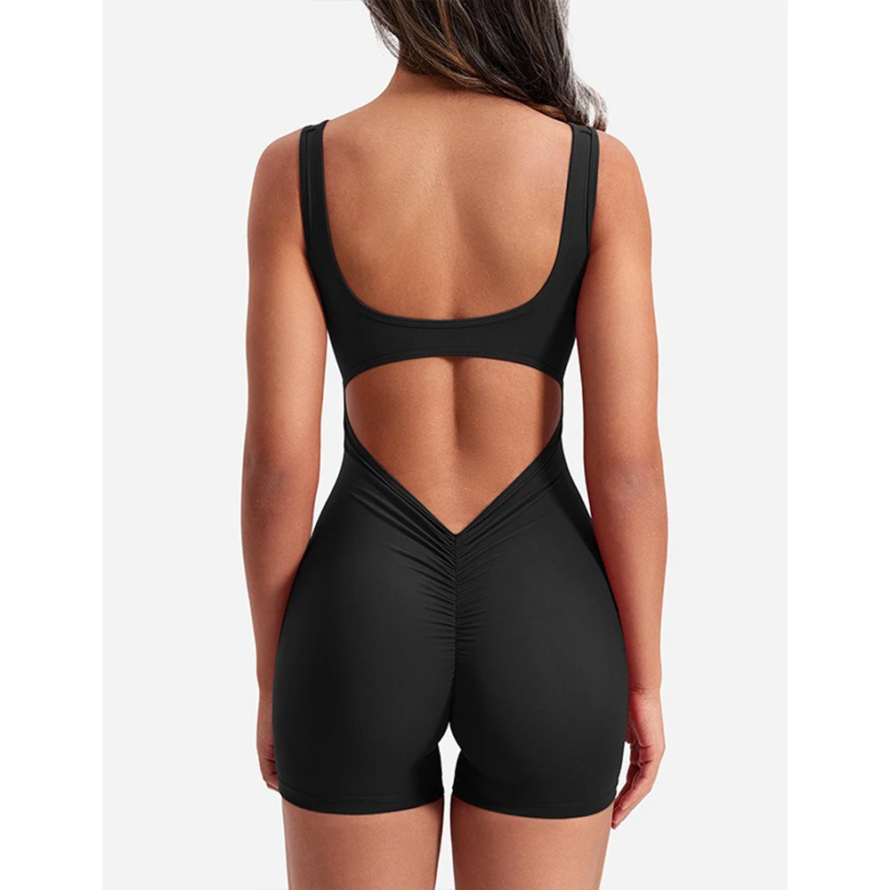 إمرأة مثير عارية الذراعين تانك السروال القصير اليوغا Playsuit Bodycon قطعة واحدة الرسن بعقب رفع ارتداءها تمتد حللا منصات الصدر