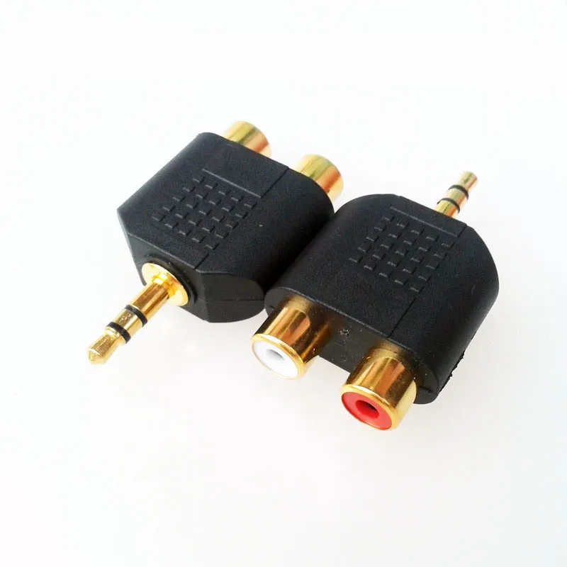 1 szt. Wielofunkcyjny pozłacany adapter audio 3.5mm stereo męski na 2 RCA żeńskie gniazda Y Splitter, złącze 3.5 Jack — zdjęcie produktu 5