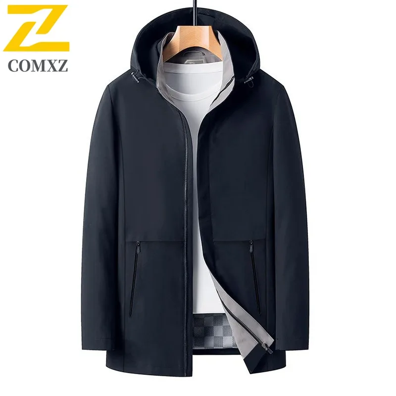 

COMXZ Мужская деловая куртка, весеннее ветрозащитное дышащее пальто без морщин, модная повседневная верхняя одежда для офисной одежды премиум-класса 2025