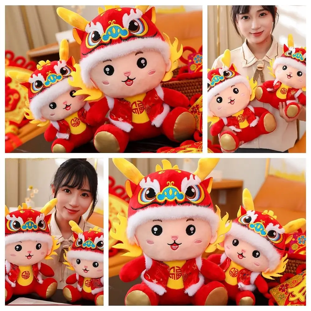 

Stuffed Lion Dance Plush Doll Toy PP Cotton Dragon Lion Dance New Year Zodiac Dragon Plush Doll Red Soft