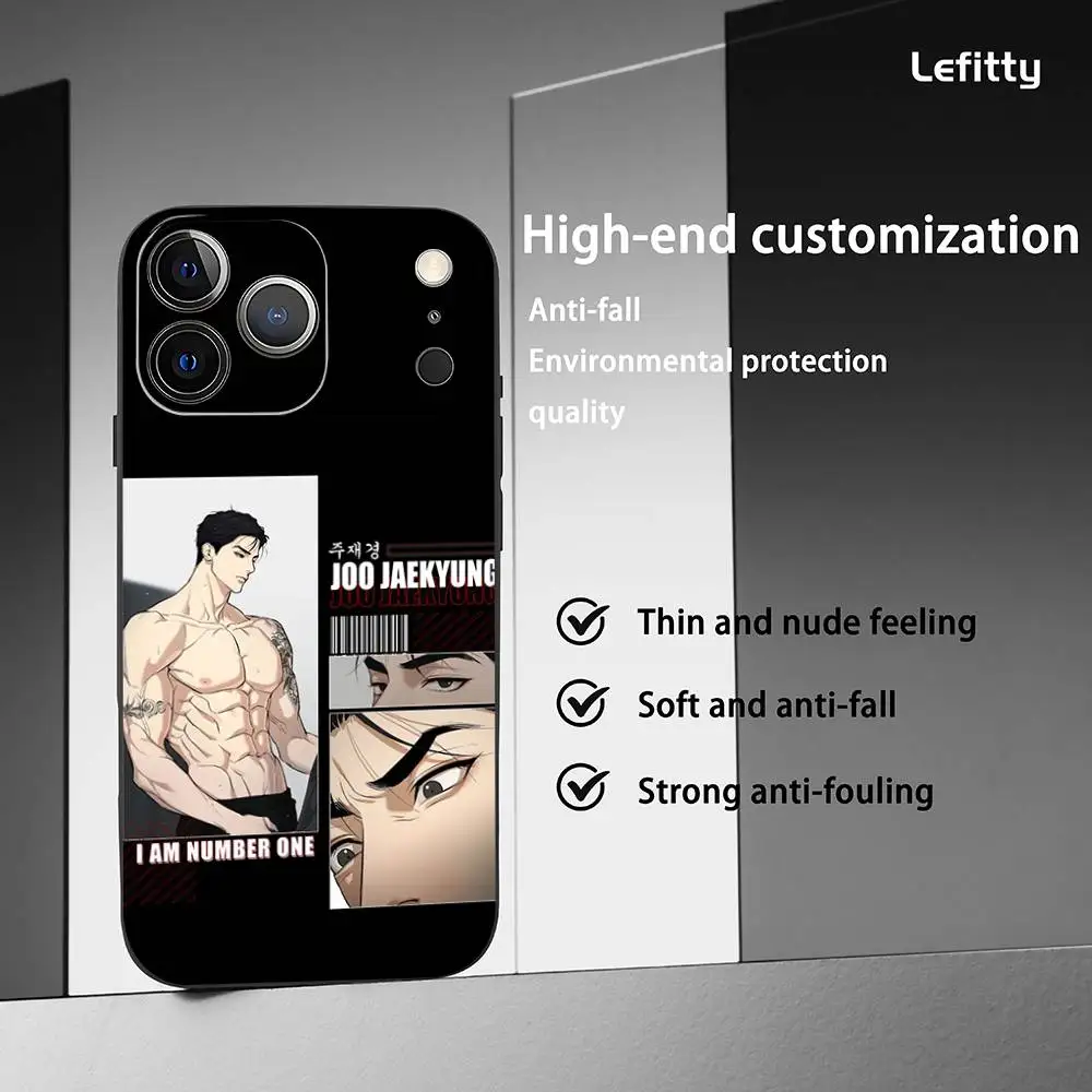 1PC J-Jinx J-Joo Jaekyung iPhone 17 16 15 14 13 12 11 Pro Max Plus Mini用スマホケース ブラック フロスト加工 ソフトシェルケース