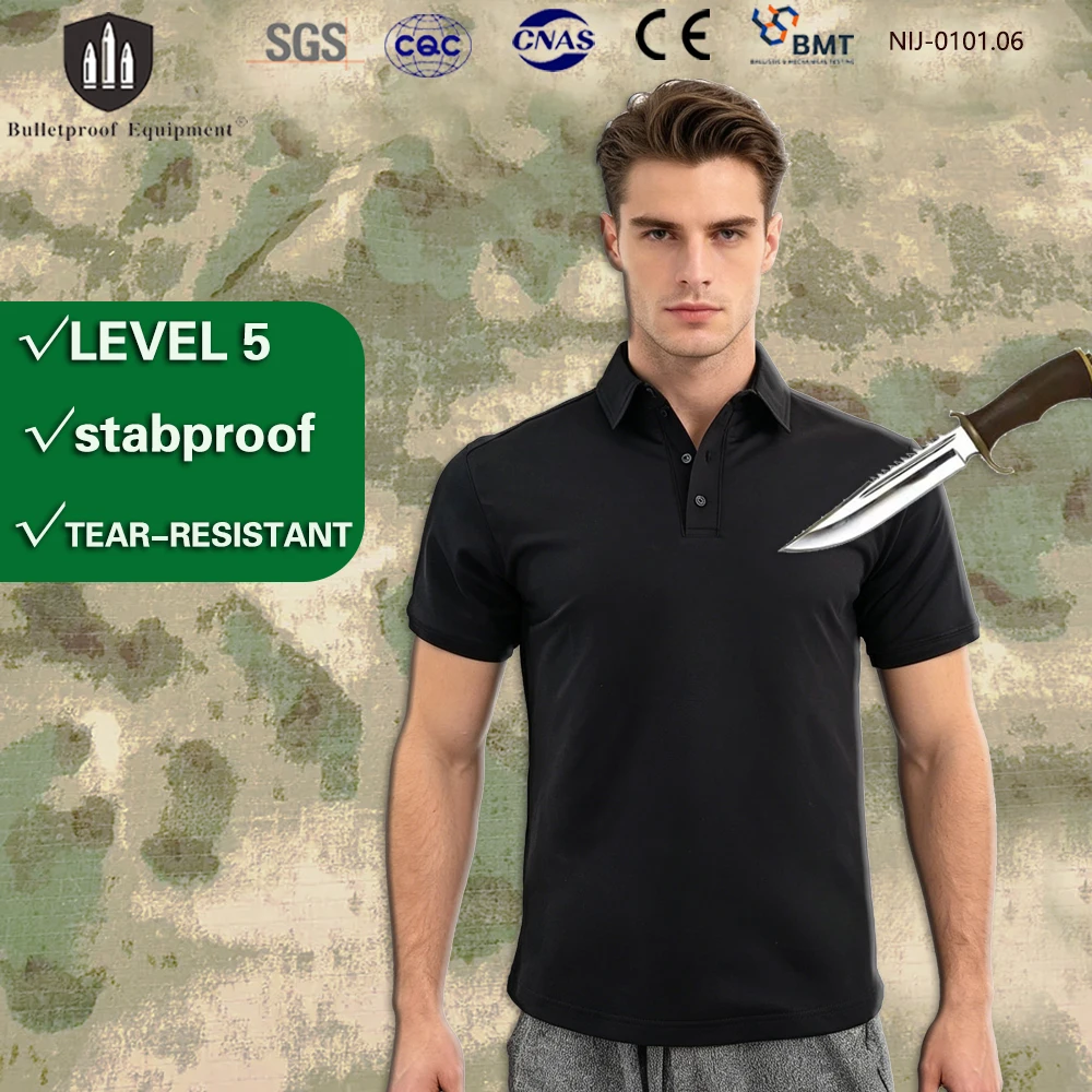 SGS Level 5 Self-defense Soft Stab-proof Business Polo Shirt Concealable Anti-striking Tactical Survival Protection