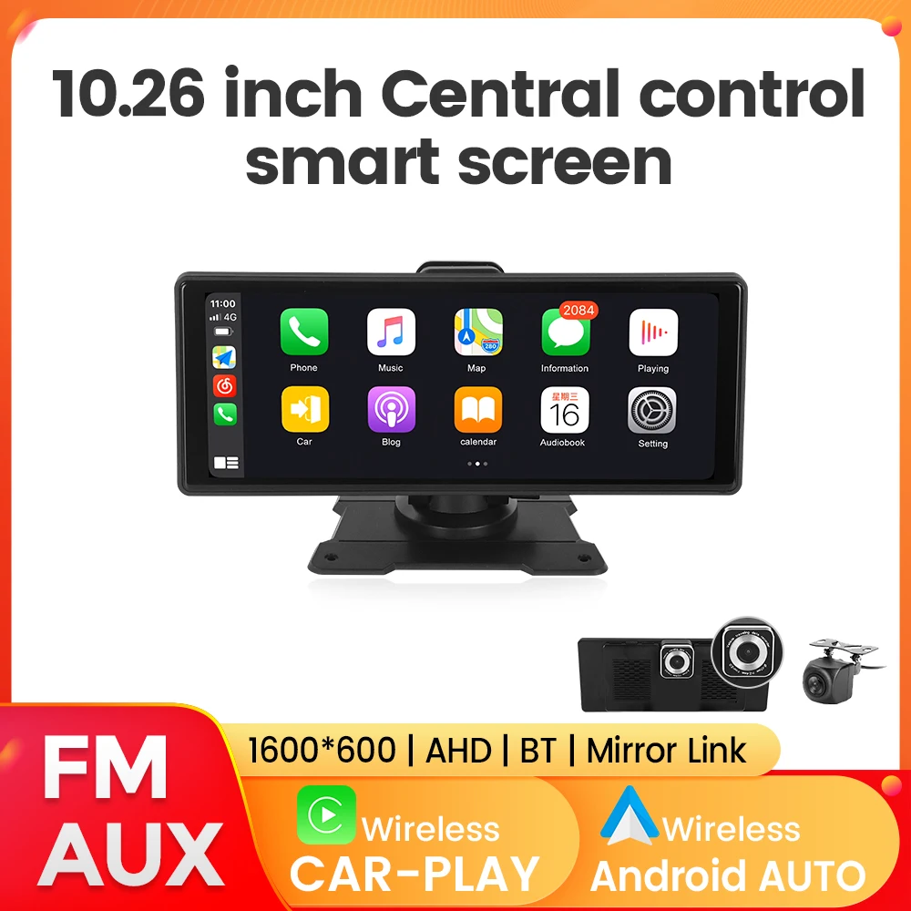 

10.26 inch Wireless CarPlay Auto Navigation HD Video Multimedia Player Touchscreen Stereo WiFi TYPE-C AUX AHD Rear View Camera