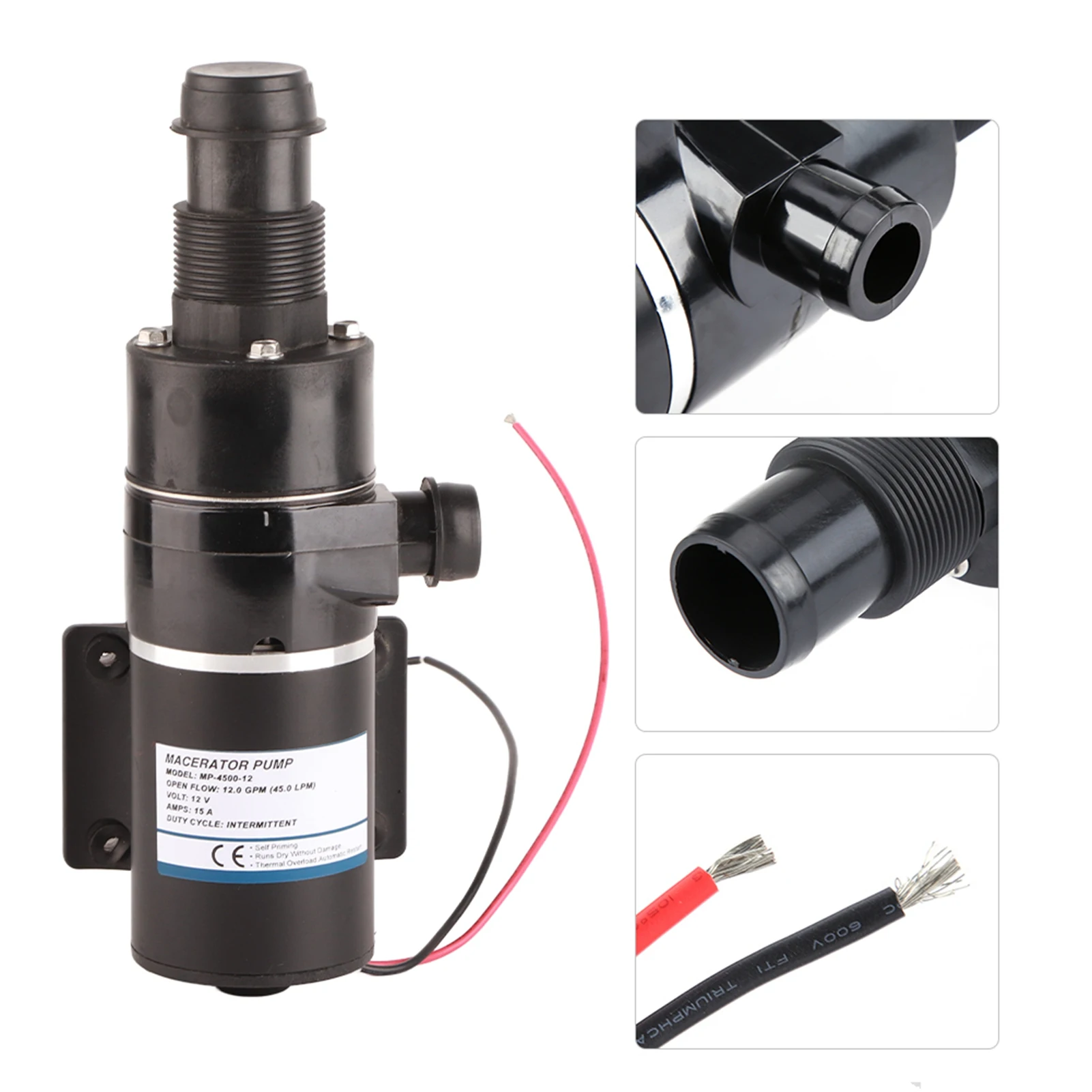 Bomba de residuos Macerator autocebante Evacuación de residuos Protección en seco para yate marino Barco 18590-2092 Bomba de residuos Bomba de aguas residuales