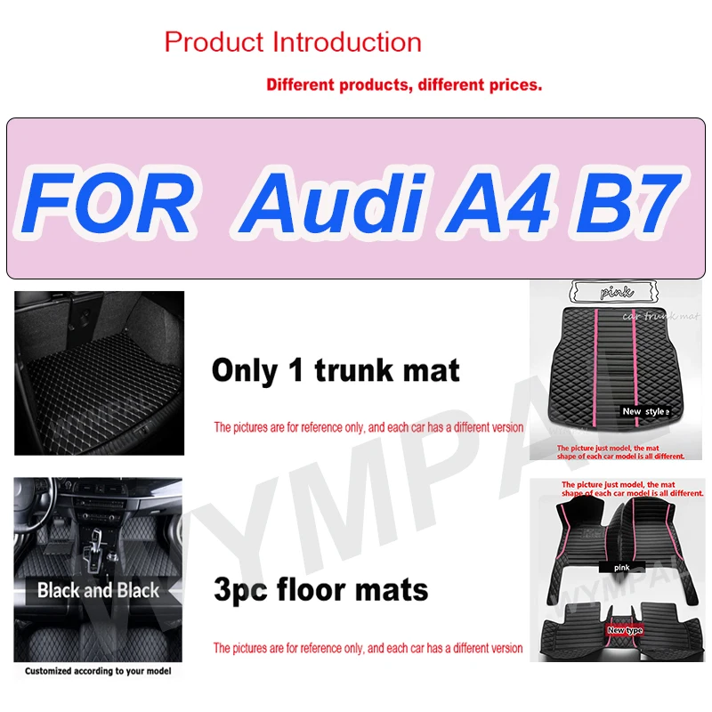

LUXURY Custom Auto Luxury Leather Car Floor Mat For Audi A4 B7 2005 2006 2007 2008 Car Mat Full Set Women Waterproof Accessories