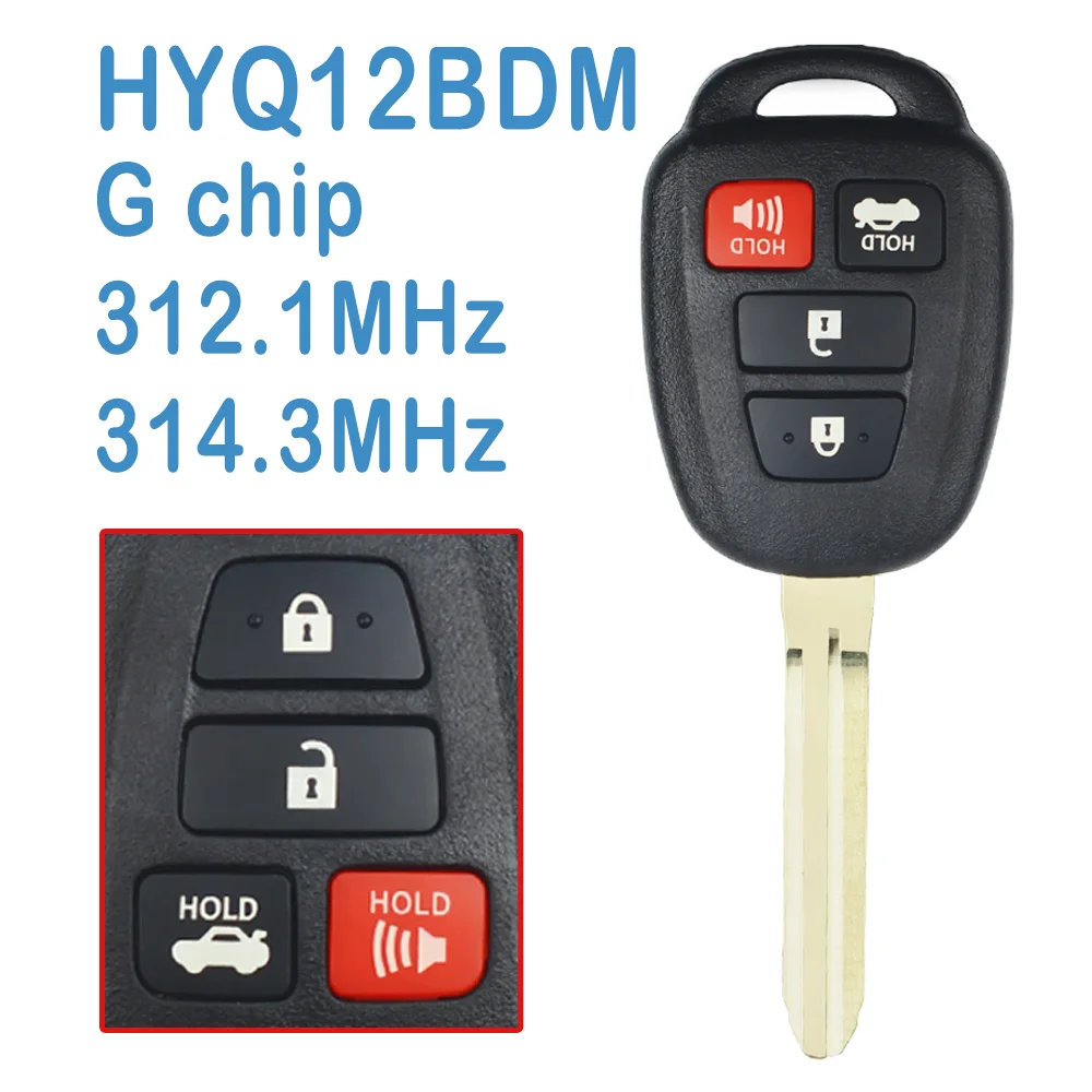 

2 Pcs HYQ12BEL HYQ12BDM Auto Smart Remote 3+1B 312.1MHz-314.3MHz G Chip Car Key Fob For Toyota Scion FR-S 2016-2017