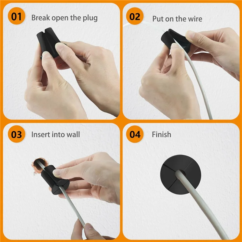 

AT44-4Pcs Cable Routing Kit For Starlink, Cable Feed Through Bushings For 1Inch Wall Hole, Ethernet Cable Wall Grommet,Black