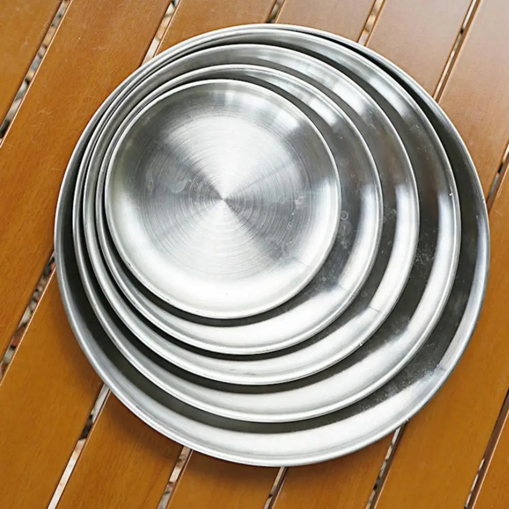 Camping Dinner Plate Stainless Steel Serving Plate Dishwasher Safe Feeding Serving Plate