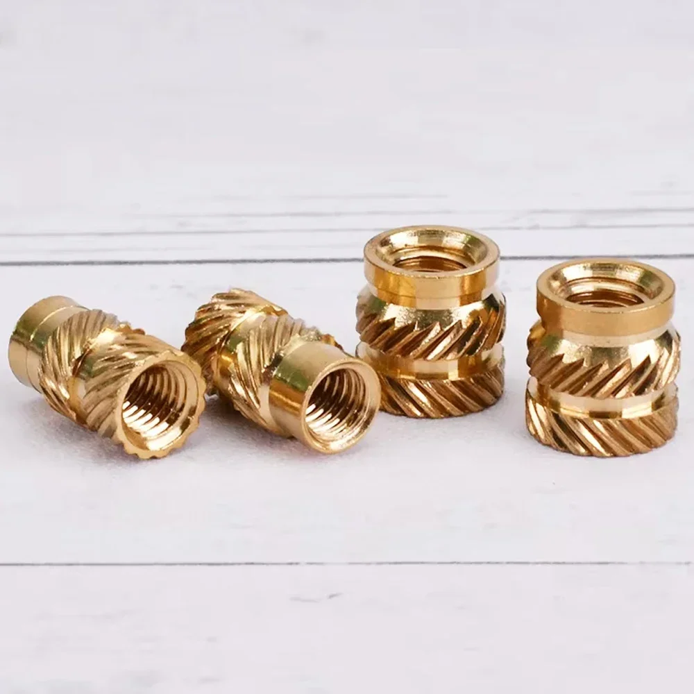 100-200pcsM6 Heat Inserts Brass Hot Melt Knurled Nut Threaded insert Molding Double Twill Injection Embedment Nut For 3D Printer