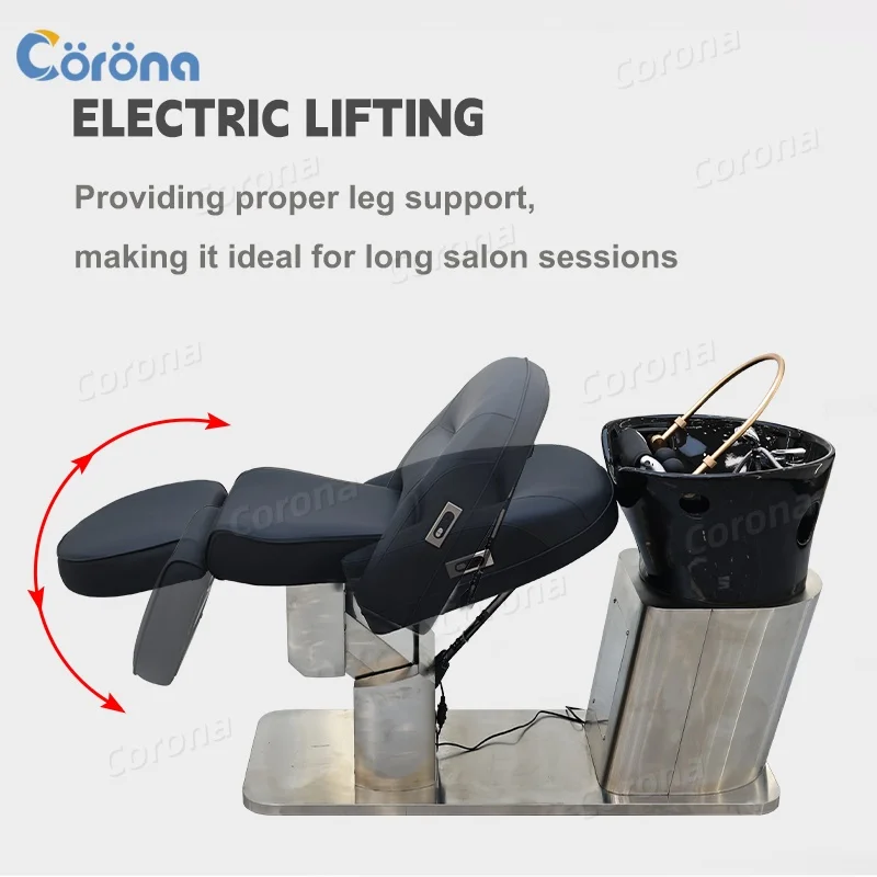 Shampoo Bed Luxury Electric Reclining Lay Down Hair Head Spa Washing Chair Electric Shampoo Chair for Salon