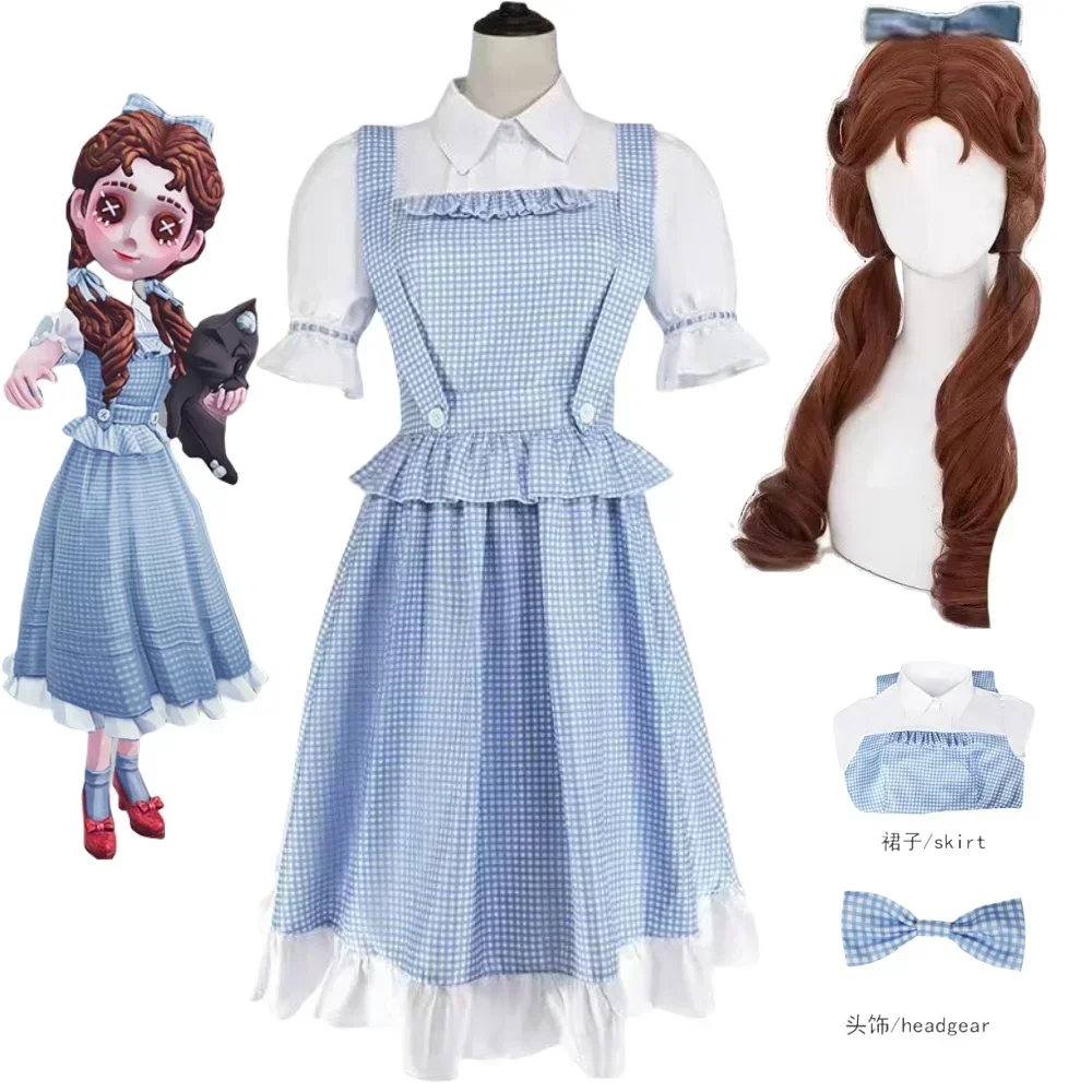 

2026 Dorothy Cospaly Costumes jeu identité V pour anime expo personnage de jeu populaire robe bleue cheveux bruns