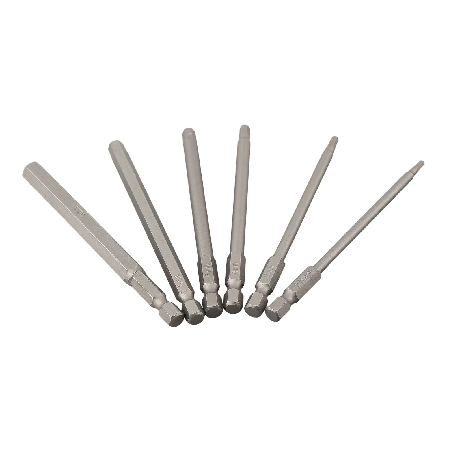 6PCS 100mm Magnetic Screwdriver Bit Hexagon Head Tool Bit With Shank Alloy Steel Magnetic Bits Small Large Electrical Appliances