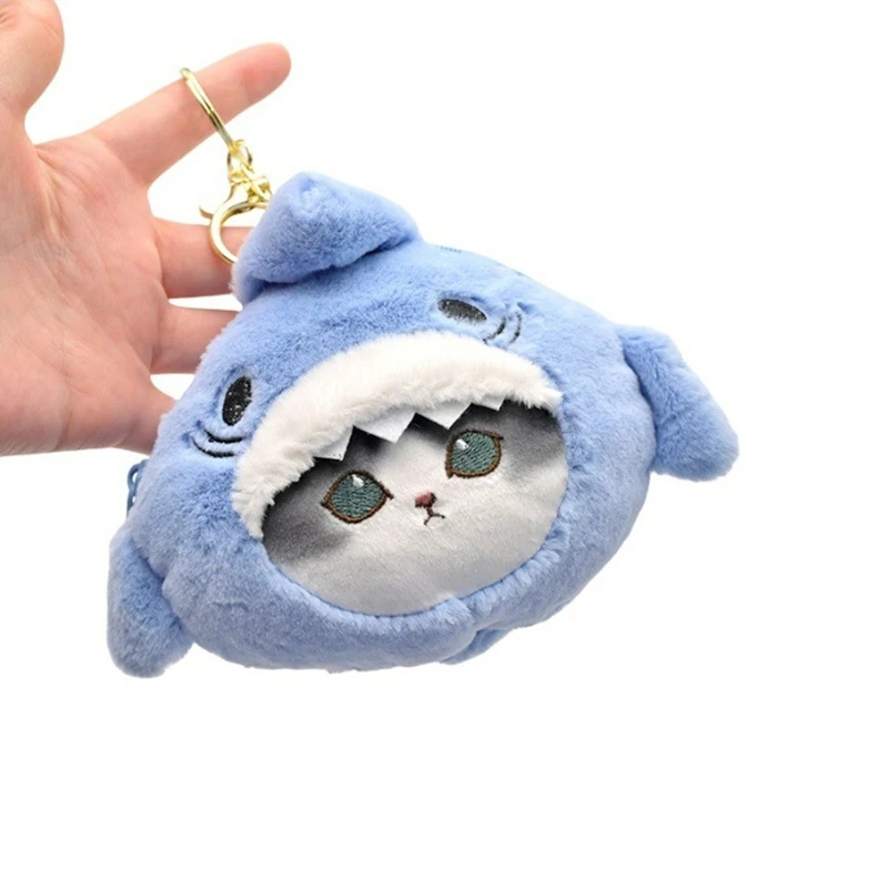 New Mini With Scented Shark Plush Coin Purse Cartoon Cute Sea Animal Shark Plush Portable Storage Coin Purse Headphone Bag