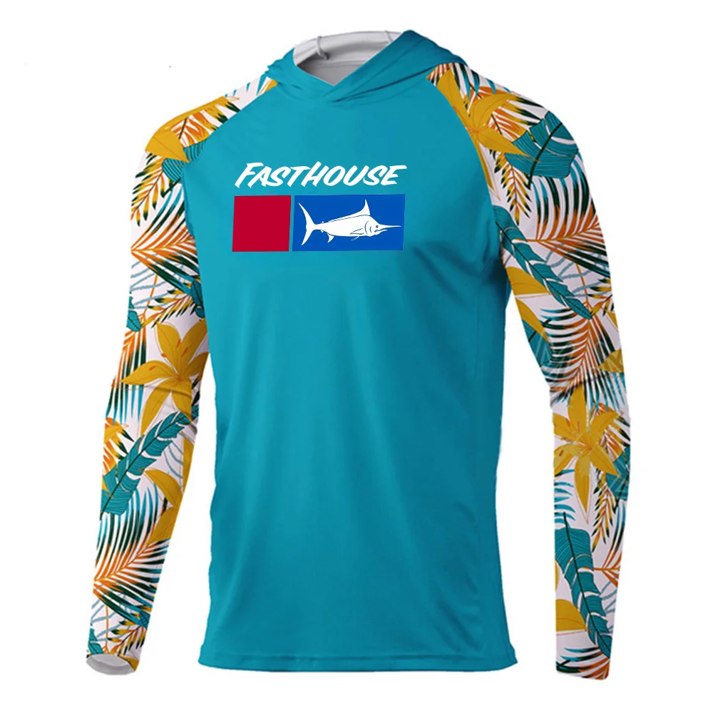 

2024 Fishing Shirts Hooded,Blue Camouflage Quick Dry Tops Breathable Shirts ,Outdoor Moisture Wicking Jersey Fishing Apparel