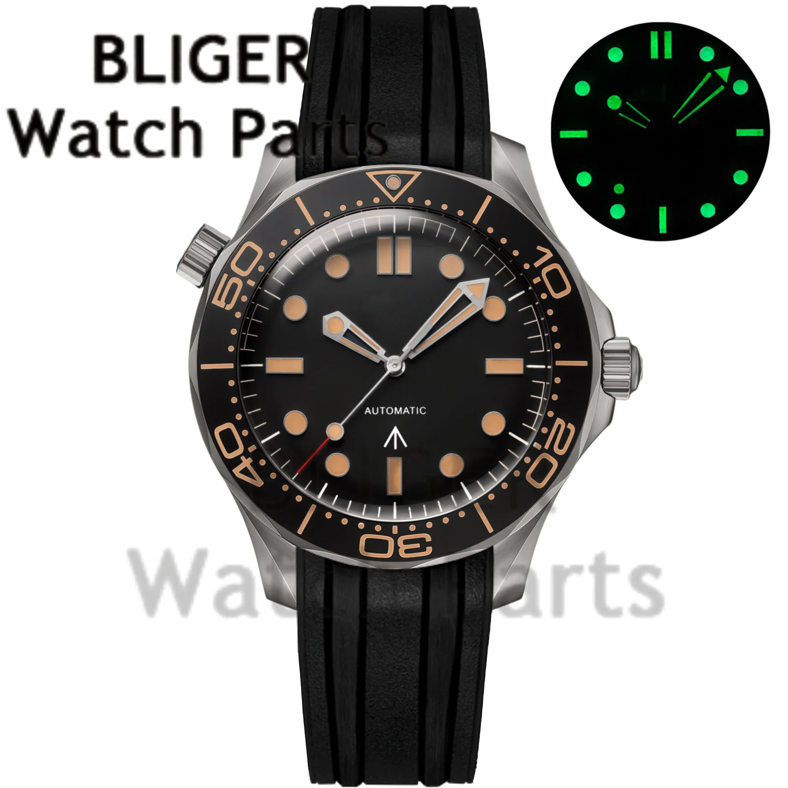 

NH35A Mechanical 007 NTTD Men Watch 41mm Titanium Automatic Watch For Men Domed Sapphire Glass 10ATM Wateroroof Rubber Bracelet