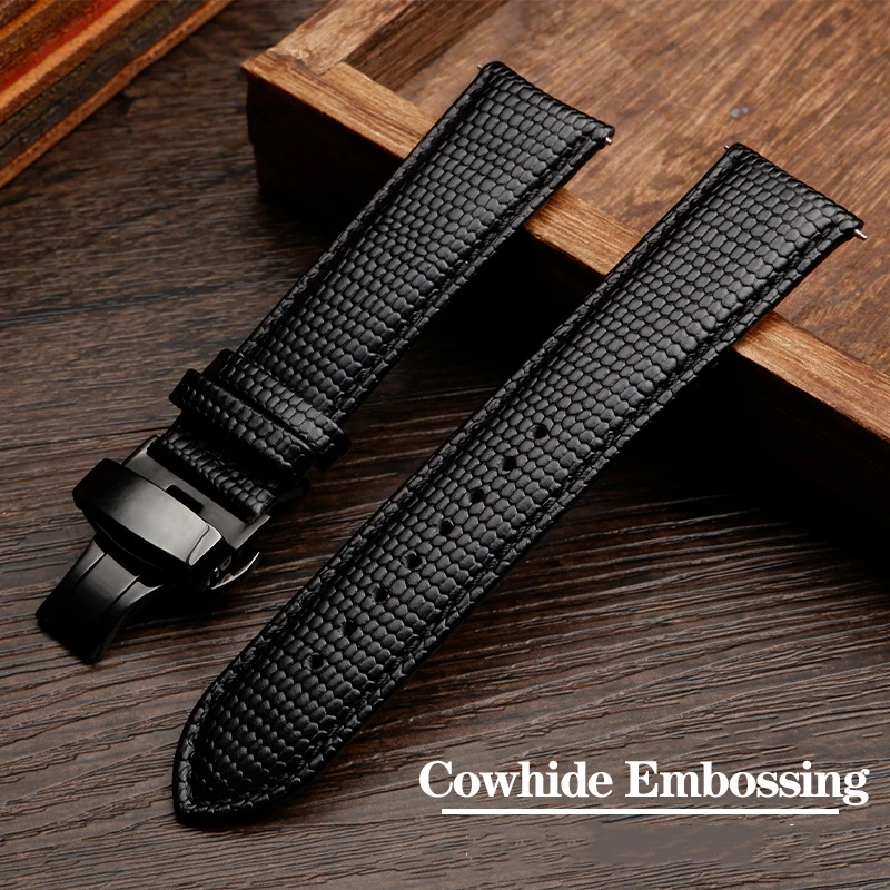 Curved End Genuine Cow Leather Watchband for Tissot Rossini Arc Mouth Lizard Pattern 5793B04B 9633B04B Strap Bracelet 20mm 21mm