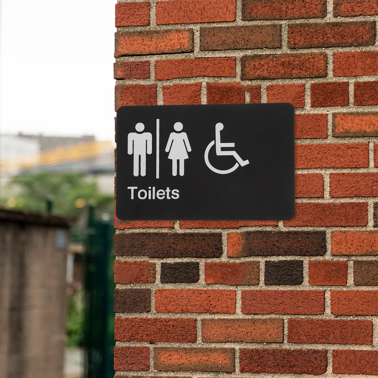 

Braille Restroom Signboard Bright Colors Clear Markings Unisex All Gender Door Sign Washroom Handicap Guiding Signage