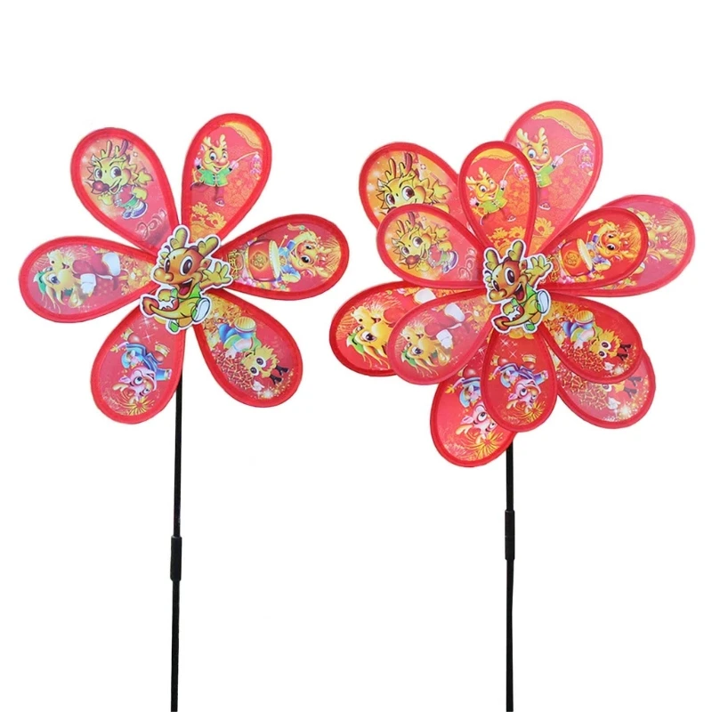 

Plastic Garden Windmills for Kids, Bird-Scaring Wind Spinner, New Year, Dragon Pinwheel, Outdoor Lawn, Yard, Toy for Children