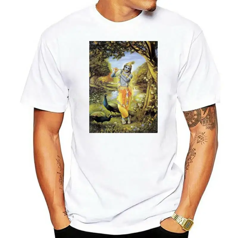 Krishna T Shirt Bali Krishna T-Shirt Print 100 Cotton Tee Shirt Short Sleeve Fun Classic Plus size Man Tshirt