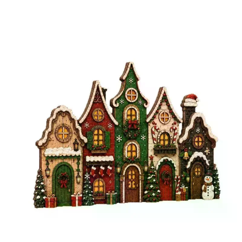 Multi Layer Retro Wooden Village Sign Hand Carved Rustic Decor Perfect for Halloween Christmas Indoor Outdoor Use