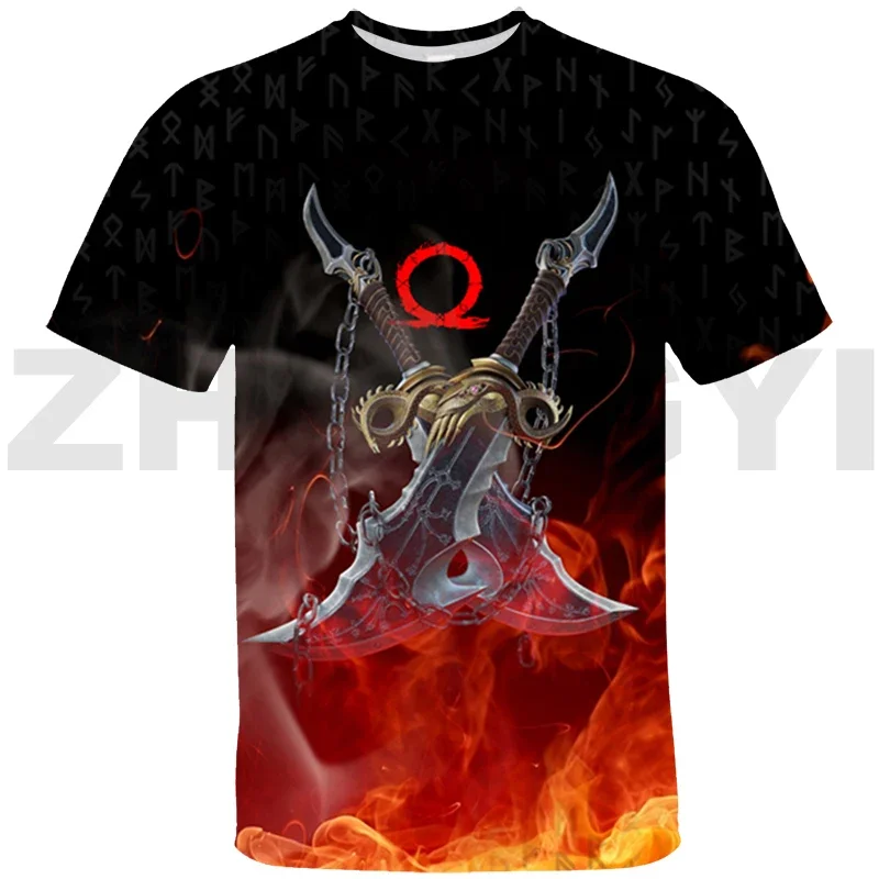 Fashion Man God of War 3D T-shirt Teens Kratos Short Sleeve Harajuku Anime Oversized T Shirt Female Clothing Kids Cartoon Tees