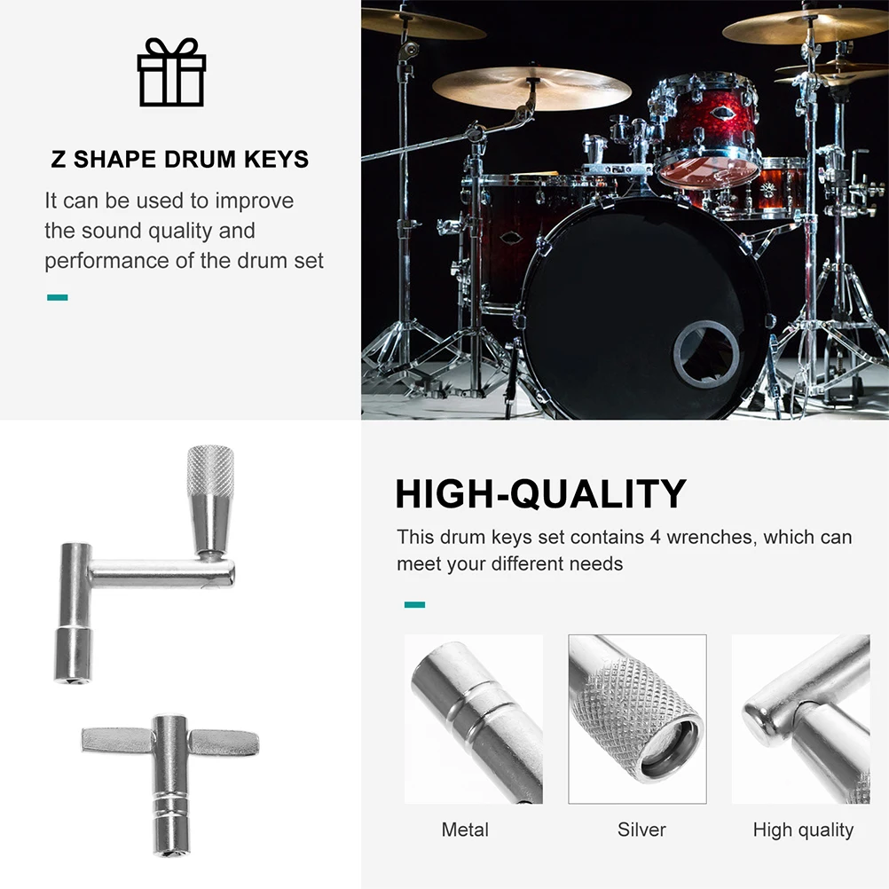 

6 Pcs Drum Key Accessories Tuning Drums Percussion Keys Wrenches Z-shaped Instrument Square Lug Tool