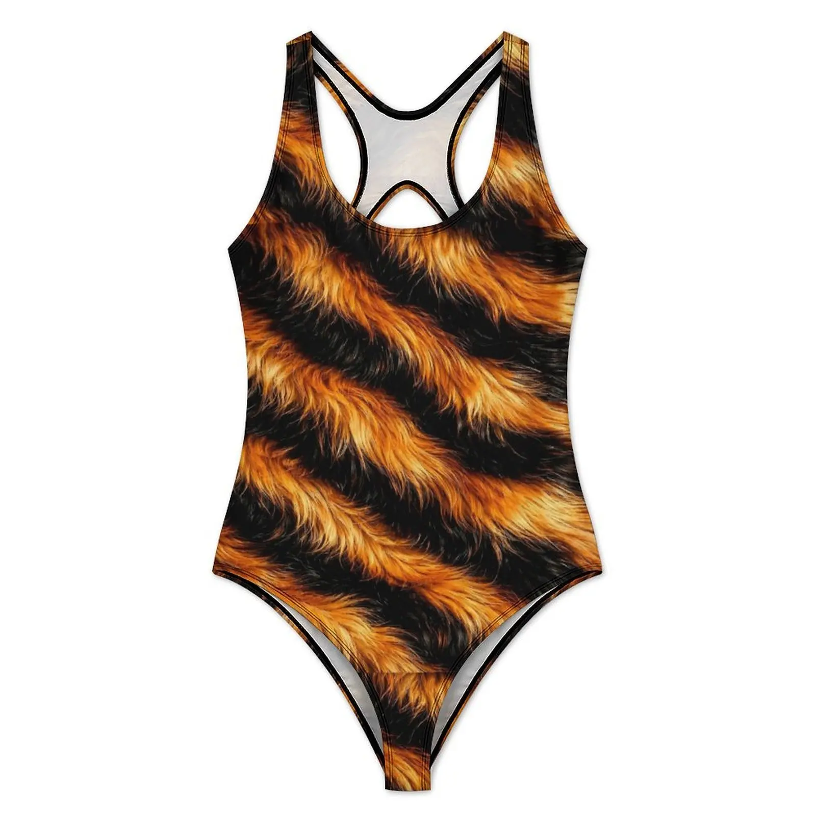 Fluffy Tiger Fur Texture Swimsuit  Push Up Swimwear One Piece Beach Bathing Suits Swimsuits Sexy Printed Beachwear Large Size