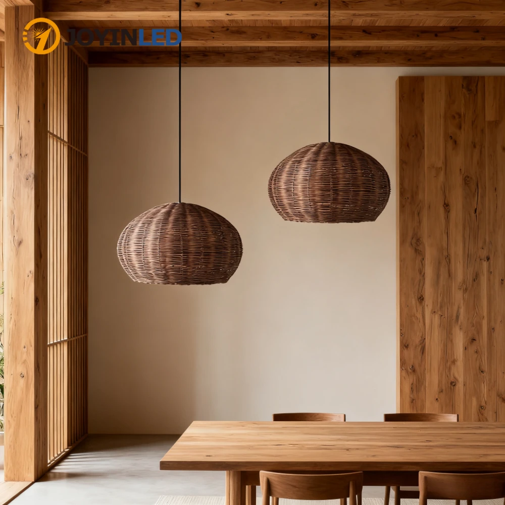 

JOYINLED Retro Rattan Chandelier 45CM Rustic Farmhouse Handwoven Wicker Ceiling Light Fixtures for Living Room Bedroom E27