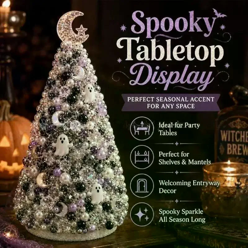 DIY Beaded Christmas Tree Craft Kit Handmade Bead Assemble Set For Xmas Halloween Home Table Holiday Desktop Decoration Gift