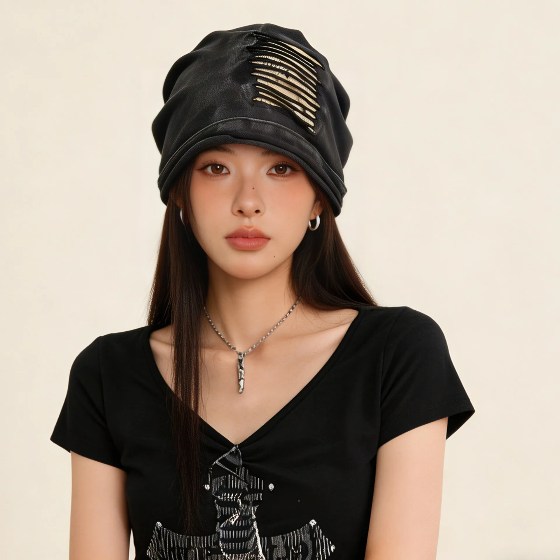 New Fashion Wasteland Style Personality Hole Design Beanies Cap For Women Spring And Autumn Street Casual Versatile Men's Hats