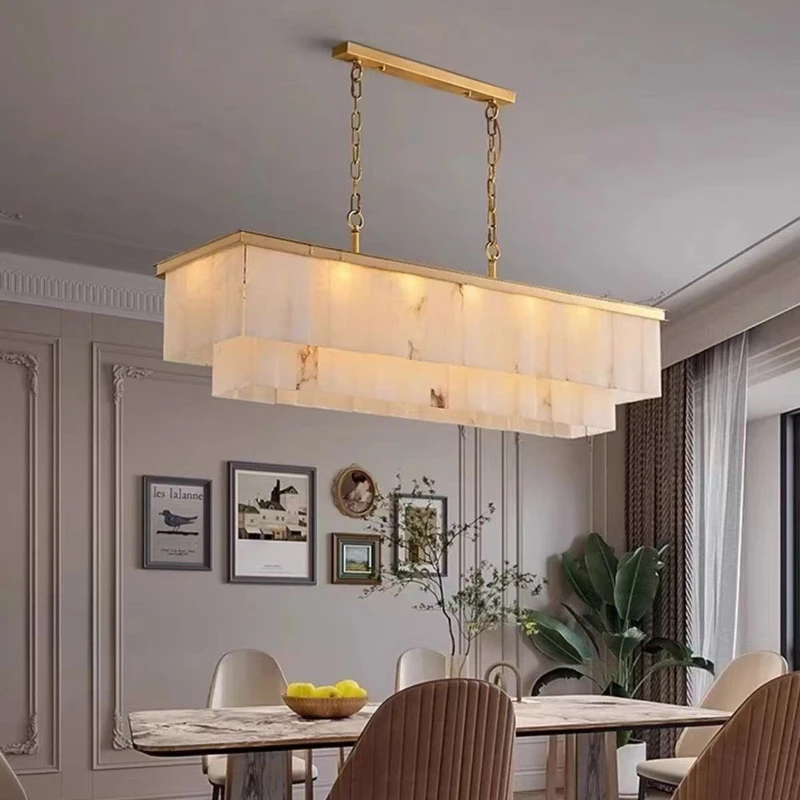 

Double Layer Modern Chandelier Pendant Lamp 2025 New Designer Brass Marble Dimmable Ceiling Light Luster for Dining Room