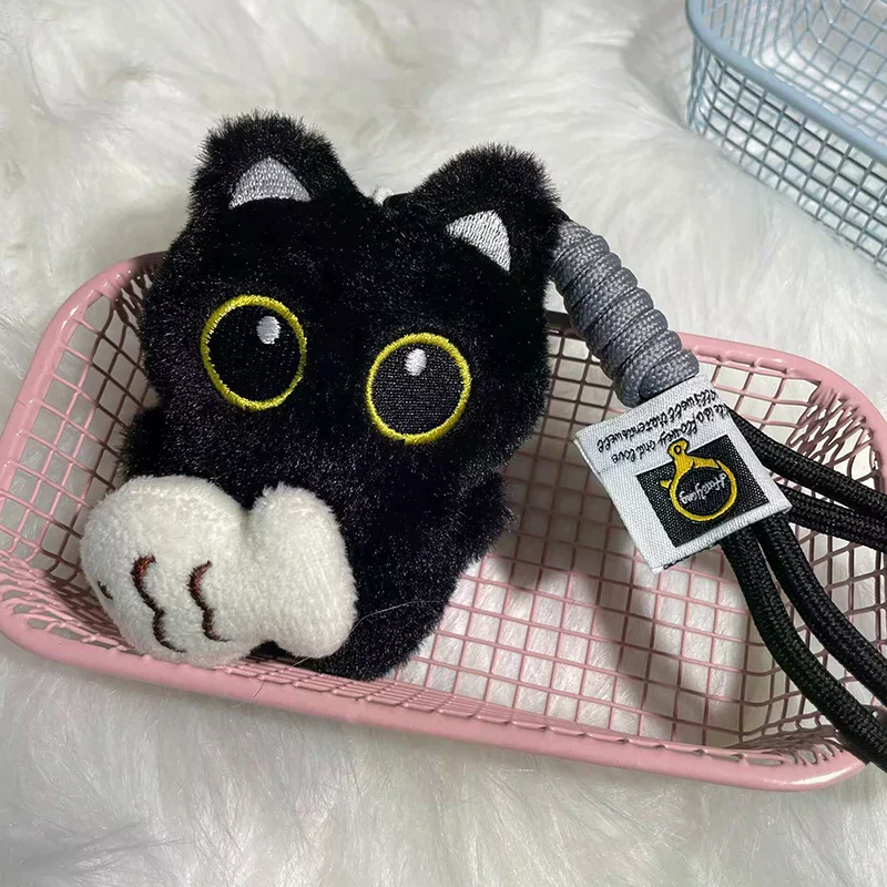 かわいいぬいぐるみ大きな目黒猫人形ペンダント女の子バックパック人形ペンダントカップルバッグキーホルダー電話チャームバッグペンダントアクセサリー
