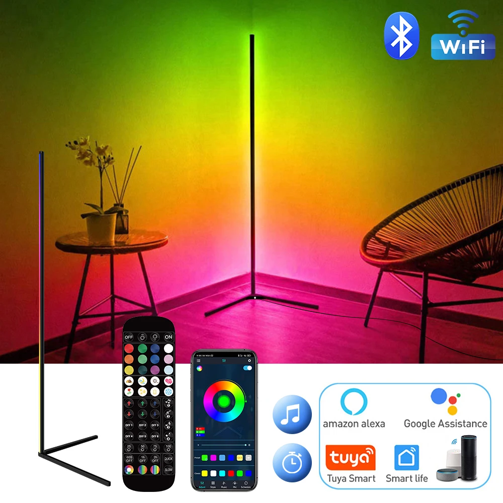 Wohnzimmer dimmbare RGB Ecke Stehle uchte 140cm Stand Smart App LED Stimmungs licht für Schlafzimmer nordische Wohnkultur Innen beleuchtung