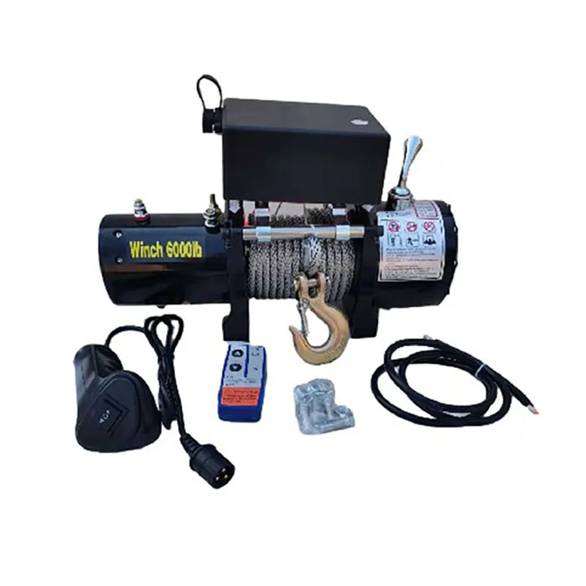 

Electric winch 6000lbs 12V24V car winch is used for beach motorcycle self-rescue and rescue wire control + remote control winch